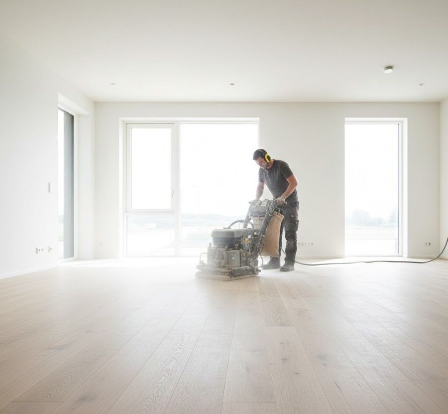 Klargøring af flyttelejligheder med gulvslibning som del af istandsættelse ved fraflytning